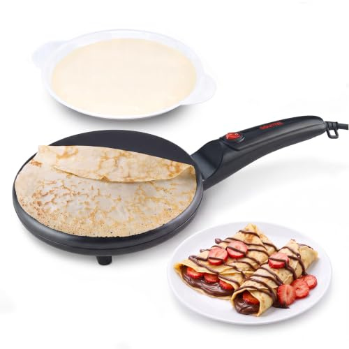 Gourmia Crepe Maker - 8” Nonstick Cooking Surface, Dip & Cook Design