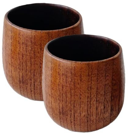 Euyehn Lot de 2 tasses à bourbon en bois, verres à whisky en bois, style rustique vintage, pour homme et papa