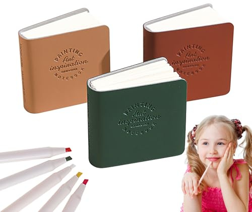 WJnflQN Liten skissbok, ritjournal med hårt omslag | 300gsm 3 stycken 48 sidor skissblock för konstskola resor skola klassrum