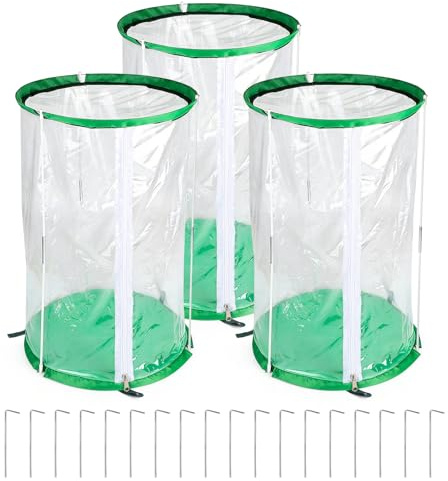 EFUTURETIME 3 x Mini Serra da Giardino Portatile 55 x 30 cm in PVC con 6 Ancoraggi a Terra per Svernamento e Protezione