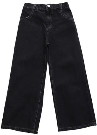 Pantalons de jogging pour enfants garçons et filles, jeans baggy, jeans décontractés à jambes larges, pantalons en jean, vêtements pour enfants, taille 5-14 ans, Noir , 6-7 ans