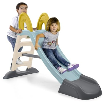 Feber Tobogán con agua, azul/amarillo/beige, 161 x 71 x 103 cm, antideslizante Tred, para niños 2-7 años, máximo 30 kg