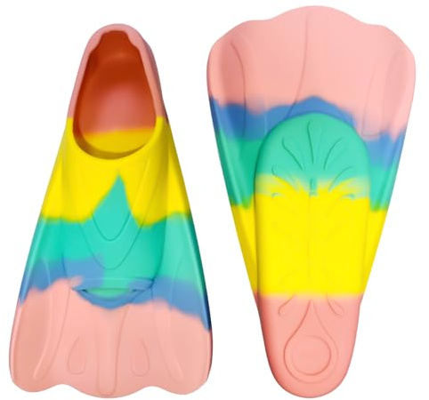 Pinne da nuoto per bambini, in silicone, antiscivolo, morbide, comode, per imparare a nuotare, imparare a nuotare, in piscina, snorkeling, pinne per bambini, ragazzi e ragazze (macaron, XXXS)
