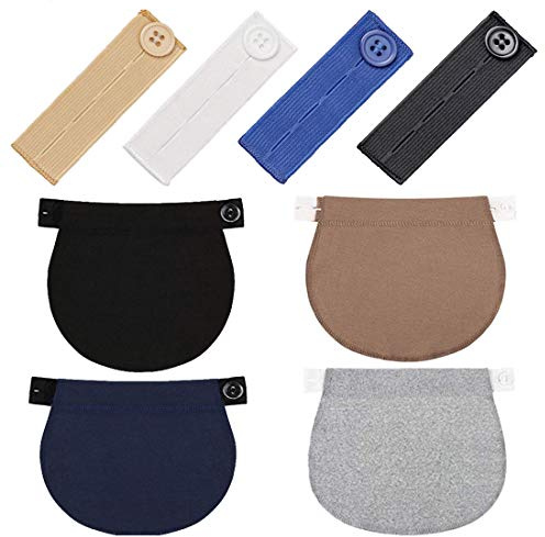 Simoda 8 Pieces Maternity Elastic Pants Button Extenders Adjustable Waistband Extender (Cotton)