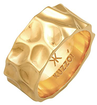Kuzzoi Herrenring Hammerschlag Bandring massiv (10 mm) 925 Silber
