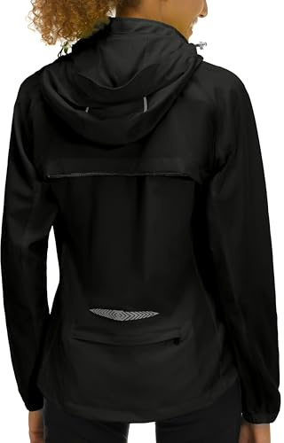 Little Donkey Andy Women's Lightweight Waterproof Cycling Jacket with Removable Sleeves & Hood for Biking Running Golf Black XL