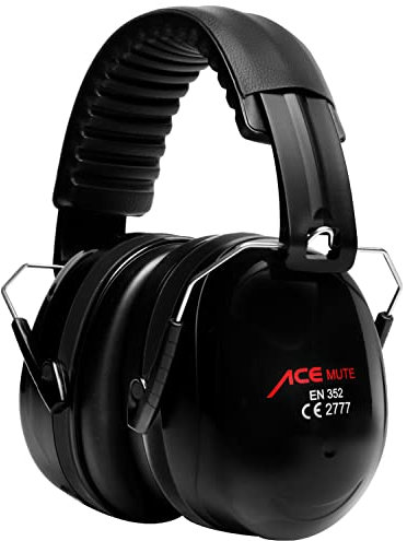 ACE Mute Ohrenschützer – Gehörschutz für Arbeit und Sport – EN 352-1 – Schwarz