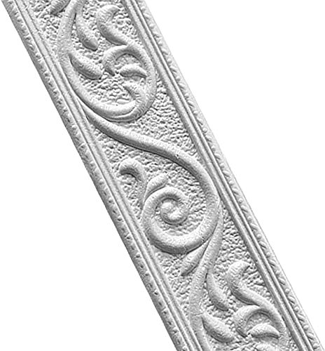 Jodimitty Wall Borders Self Adhesive 2.3mx4.8cmx6mm Waterproof 3D Lace Pattern Wall Trim Line Waistline Skirting Border Wallpaper Tile Trims and Edgings for Hallway Ceiling Corner Line (Grey)