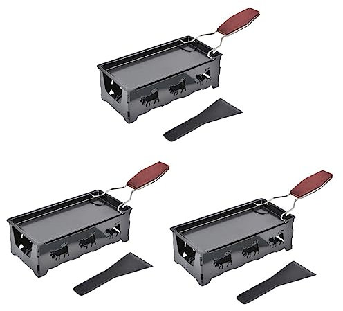 OQHAIR 3 Sets Cheese Griddle Korean Grill Pan Cookware Sets Portable Grills Carbon Steel Baking Tray Cheese Melter Pan Cheese Raclette Grill Small Cheese Oven Cheese Melting Tray Mini