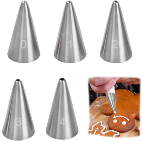 5 Pezzi Bocchette Decorative per Pasticceria, Set di Beccucci per Sac a Poche Professionali, Acciaio Inossidabile Bocchetta Utensili per Torte, Ugelli di Tubazioni per Glassa Cupcakes