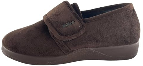 DeValverde Zapato Invierno para Mujer Pies Delicados - Anatómica Flexible y Ligera con Velcro - Terciopelo - Suela Antideslizante - Plantilla Acolchada - 35-42EU (Marrón, 35)