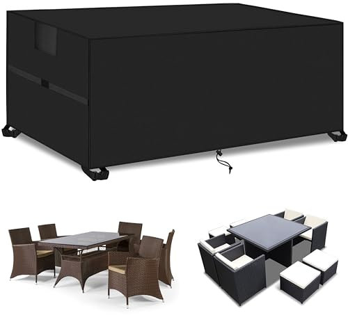 Outdoor Garden Furniture Covers,180*120*74cm,Waterproof with Air Vent, 420D Heavy Duty Oxford Fabric,Patio Furniture Cover for outside Rectangle,Rectangular Table and Chair Set, Rattan Furniture Set