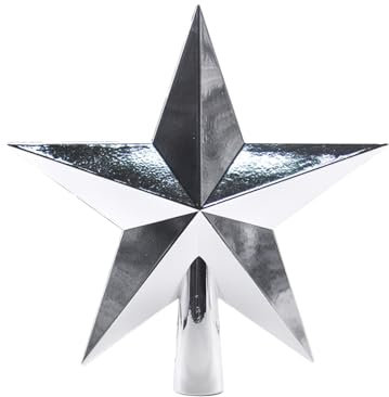 HAICN Glossy Christmas Tree Toppers Star Vintage Home Decor Holiday Star Treetop Ornaments for Indoor Outdoor Tree Creativity Gift Decoration (11cm) (Silver)