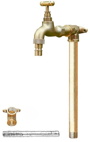 LXRHLIKG Freistehende Wassersäule Garten mit Wasserhahn, Vertikaler Wasserhydrant mit Frostschutz für Wasserrohre im Außenbereich(Gold,80cm/31in)