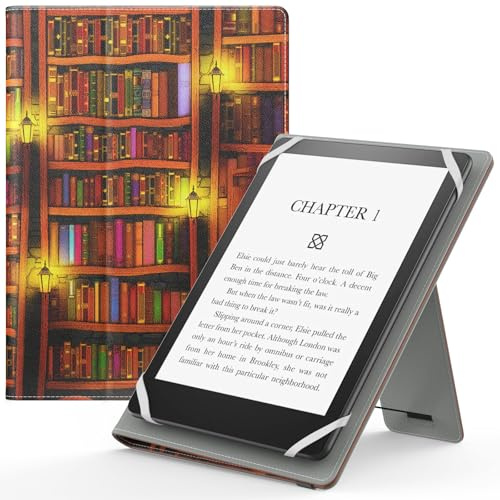MoKo Étui pour 6-7 Pouces Kindle Liseuses et Tablettes, Bibliothèque Rétro