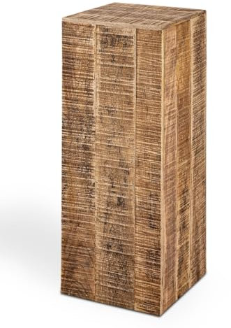 Amago home Blumensäule 27x27 Blumen Hocker Holz Pflanzenständer Beistelltisch quadratisch Mangoholz Größe Höhe 73 cm