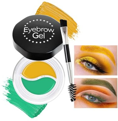 MockTota Gel per Sopracciglia Colorato Impermeabile Set 2 Colori Neon, Doppio Pennello & Formula Ipoallergenica per Carnevale, Trucco Artistico e Uso Quotidiano (Giallo+Verde)