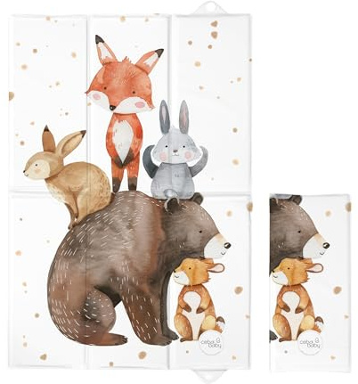 Portable Foldable Baby Travel Changing Mat | Soft, Waterproof, Compact Diaper/Nappy Changer | 40x60 cm (Forest Friends)