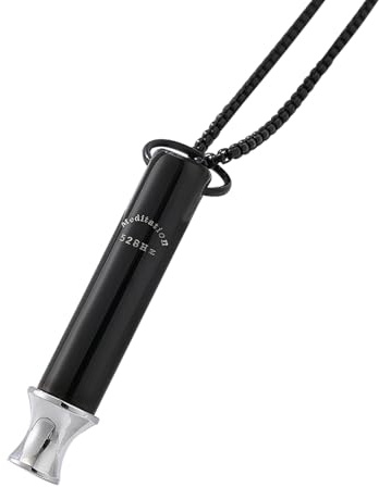 JewelryWe Rökvänjning halsband mindsam andningskedja rostfritt stål 528 Hz lovetuner låg frekvens ljud rökfri meditationkedja med rör hänge röka sluta hjälpmedel andningshalsband, För vuxna, Rostfritt