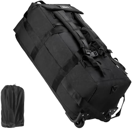 Mfinesun Borsa sportiva con ruote da 80 l, 78,7 cm, grande borsa da viaggio pieghevole, resistente, resistente agli strappi, Nero , 80 x 33 x 30 cm, Borsa sportiva con ruote