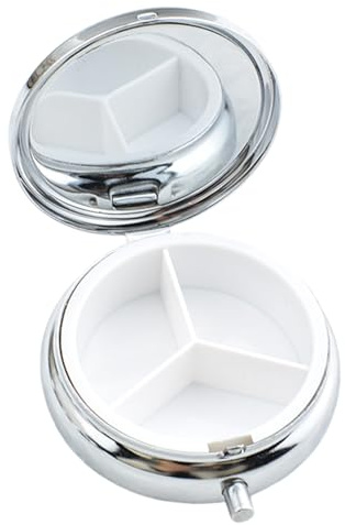 Caja de pastilla pequeña 3 estuche de metal de compartimento para contenedor portátil de bolsillo de bolsillo durante 3 veces al día suplementos de vitaminas