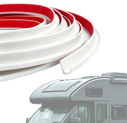 xiruiubao Canalones de Lluvia RV,J Modelo 5 M Autoadhesivo Canalon Autocaravana,Canalones TPE para Lluvia Tejado para Autocaravanas Furgonetas Camiones Embarcaciones Bordes del Techo,Blanco