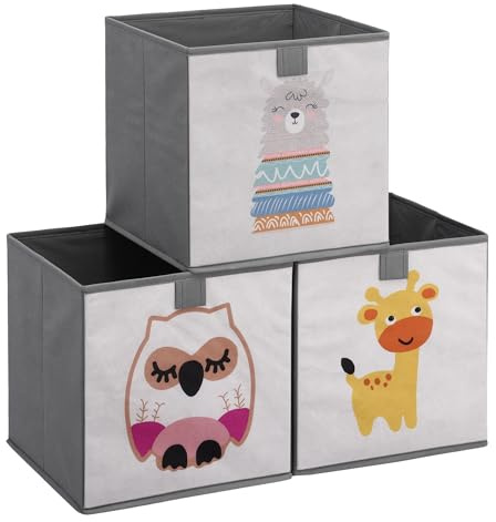 Navaris Ceste Porta Giochi Bambini - Set di 3 Cesta Contenitore Portagiochi - Cubi Contenitori 28 x 28 x 28 cm - Cesto Organizer per Cameretta - Scatole per Giocattoli