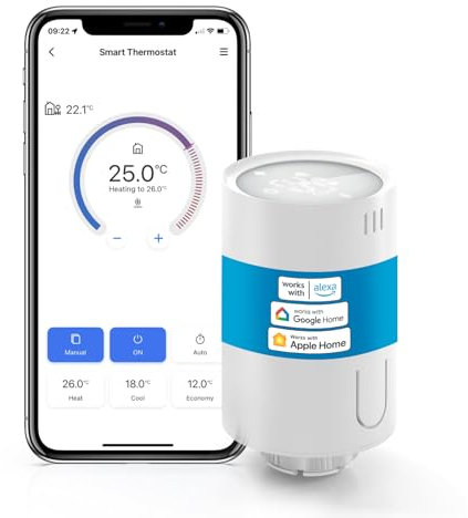 [Upgrade] meross Smart Heizkörperthermostat kompatibel mit HomeKit, WLAN Heizungsthermostat Kompatibel mit Siri, Alexa und Google Assistant, Fernsteuerung, benötigt Hub, M30*1,5mm, 6 Adapter, 1pcs