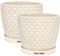 KOTARBAU® - Set da 2 vasi da fiori in ceramica per piante, diametro 15 cm, vintage, con vaschetta antigoccia, motivo squame di pesce, colore crema