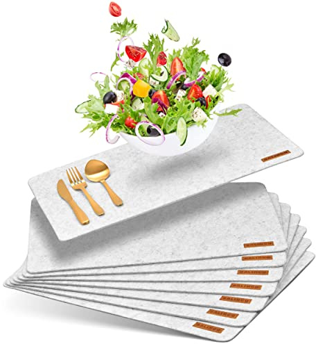 Balinco Set de Table Feutre, Lavable, résistant à la Chaleur, Facile d'entretien, de Haute qualité, Dessous de Plat, Set de sous-Verre en Feutre, 8 pièces (Gris Clair)