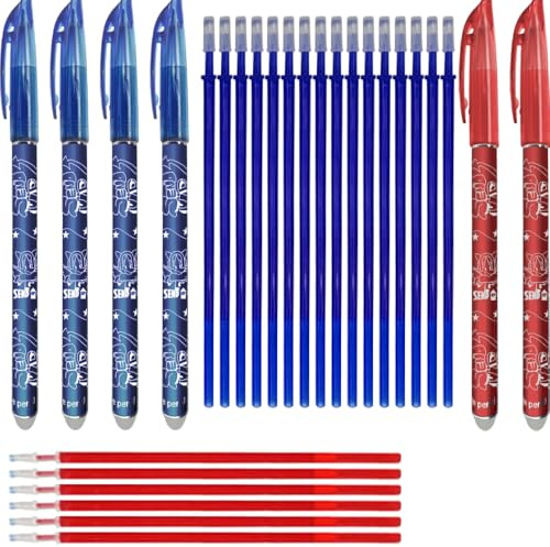 Generico SENDUP Kit 28 Pezzi con 6 Penne Gel Cancellabili e 22 Ricariche XXL compatibili con Legami, Punta 0,5mm, +20% Inchiostro, Inchiostro Blu e Rosso, Scorta Scuola, Busta Biodegradabile