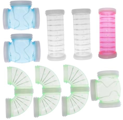 minkissy 9stücke Hamster Spielzeug Tunnel Außen-röhren Für Hamsterkäfig S-förmig T-förmig Und Gerade Farblich Gemischt Fördert Bewegung Und Erkundung Aus Robustem Kunststoff