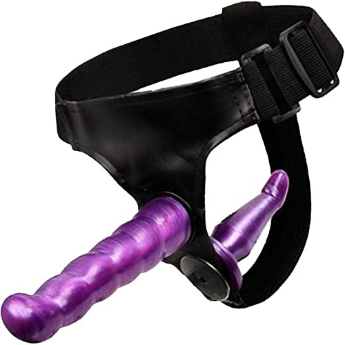 Strapon Doppia Penetrazione TPR pene Viola Dildo Anale Morbido da 17.5cm e 12cm Strapon anal dildo Indossabile strap on per donna uomo Grossi Strap on per Coppie dildo morbido FOPS D24-10