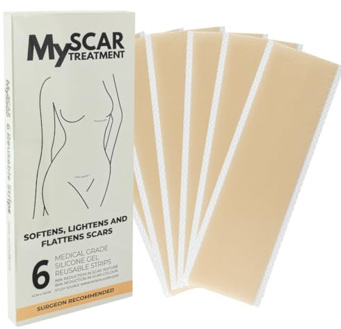 SkinRemide My Narbenbehandlung, 6 Narbenstreifen aus medizinischem Silikon, zum Erweichen, Glätten und Aufhellen von Narben nach Operationen, inkl. C-Abschnitt, Brust- und Bauchnarben, 6 Streifen