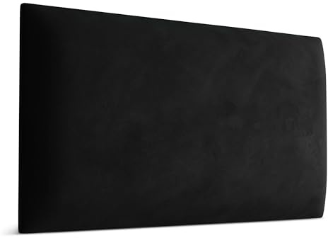 Muralo - Samt Wandkissen Stoff Polster-Paneel für Schlafzimmer Wohnzimmer Bett Wandpolster Bettkopfteil Lendekissen Modern Luxus Gepolstert Magic Velvet (Schwarz, 70 cm x 30 cm)