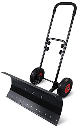 Schneeschaufeln Schneeschaufeln, rollender Schneeschieber 10-Zoll-Räder, Hochleistungs-Schneeschieber aus Metall mit Einstellbarer Höhe und Winkel für Auffahrt, Garten, Gehwegreinigung (Größ
