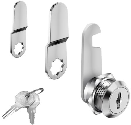 vgggrd Serrure de boîte aux lettres de 16 mm avec 2 clés et 3 plaques de serrure différentes, serrure à levier pour portes d'armoire, meubles, boîtes aux lettres