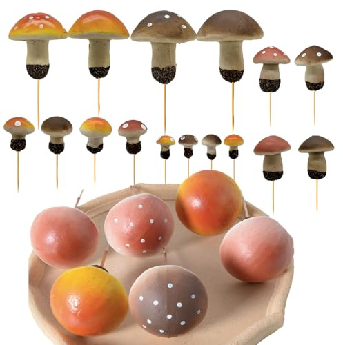 Aisamco 16 Piezas de Plantas Artificiales, Setas Artificiales de Diferentes tamaños y Colores, Plantas de imitación para la decoración del hogar, jardín y Patio