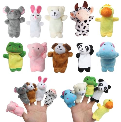 Finger Plüschtier für Kinder,10 Stück Tiere Fingerpuppen Set,Kindergeburtstag Finger Plüschtier Set,Kleine Fingerpuppen Spielzeug,Tier Fingerspielzeug für Ostern Weihnachten Geburtstag Geschenke