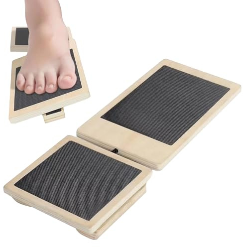 KUWUNG Tabla de Equilibrio de Una Sola Piernas, Antideslizante Fortalecedor de Pies de Madera, Cajon Pliometrico para Esguince de Tobillo, Ejercicio de Estabilidad, Corrección de, Deporte en Casa