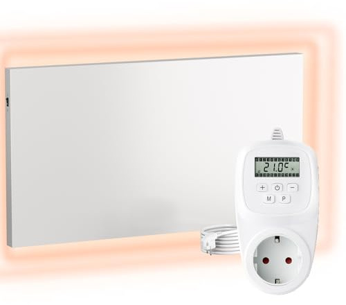 UMBRELLA® H300 Chauffage infrarouge 300 W – Panneau 50×60 cm, Carbon Crystal, sans cadre, mural/plafond, IP20, TÜV/GS, protection surchauffe, incl. thermostat enfichable TH12 (7 jours)
