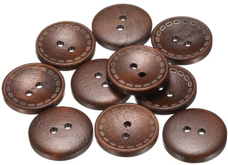 QUARKZMAN 10 st 36L träknappar 7/8 tum (23 mm) 2 runda hål träknappar för sömnad dekorativa hantverk för kläder gör-det-själv hantverk dekoration, medium brun