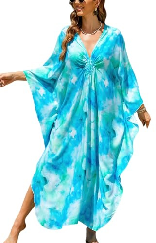 YOUKD Femmes Bohémien Spacieux Kaftan Robes Couvrir Dress Une Taille Grandes Gowns