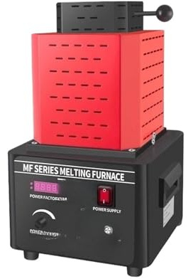 1600ºC Guldsmältugn Med Mellanfrekvens, Snabbsmältande Guld, Silver, Koppar, Järn, Aluminium SäKer Och Effektiv MetalluppväRmning(3KG/Red)