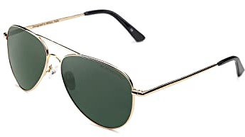 CLANDESTINE - Gafas de Sol Unisex - Modelo Pilot by Sanyo Gutiérrez - Color Dorado - Lentes de Nylon de Color Verde Oscuro con Filtro HD - Protección UV 400-139 x 48 mm