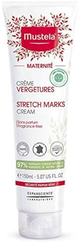 Mustela Crème Vergetures sans Parfum Soin Maternité Tube 150 ml | Crème vergetures pour prévenir les tiraillements, hydrate et améliore l'élasticité de la peau grâce à l'huile de maracuja