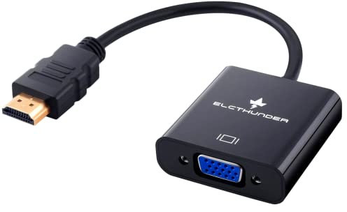 ELCTHUNDER HDMI auf VGA, vergoldeter HDMI-auf-VGA-Adapter (Stecker auf Buchse), 1080P HDMI-auf-VGA-Konverter für Laptop/Desktop/Monitor/Projektor/HDTV/HD-Set-Top-Boxen usw