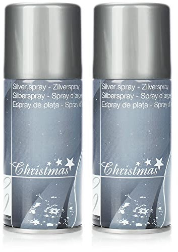 com-four® 2x Deko Sprühfarbe silberfarben - Klarlack-Spray zum Dekorieren und Basteln - Sprühlack silberfarben für Weihnachts-Deko (2 Stück - Spray/silberfarben)