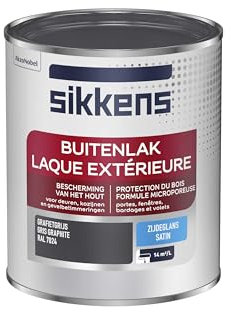 Sikkens - Peinture Laque Extérieure Bois et Fer - Finition tendue, sous-couche intégrée, facile à appliquer - Satin Gris Graphite 0,75 L