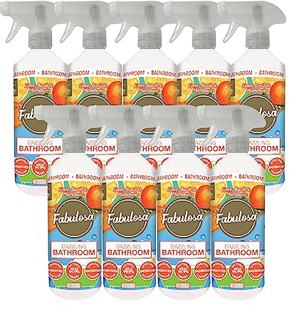 Fabulosa Multi Purpose Anti Bacterial Bathroom Cleaner Disinfectant Trigger Spray with Lasting Fragrance, 9 Pack, 500ml, Lime, Basil & Mandarin